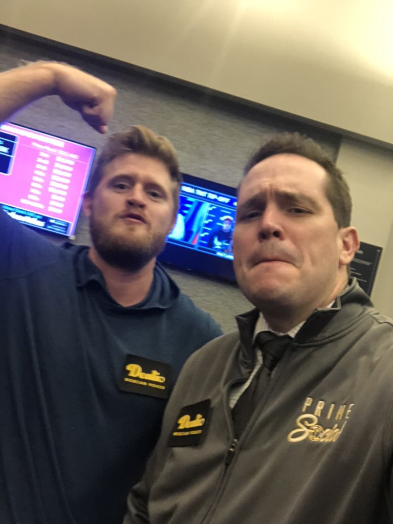 DealioPoker's tweet photo. A couple of our ambassadors working hard in their respective fields. @TheJustinHammer is running the Omaha 8 tournament @PrimeSocialTX, and @Surfbum4life is playing in it. https://t.co/mJEClzgjqd
