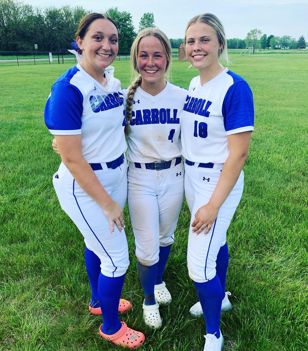 CarrollSoftball's tweet photo. Carroll advances in sectional play at Dekalb! Baylee Uhrick throwing a perfect game and hitting a home run, Courtney Thomas breaking the season runs record, &amp; Maddie Goheen hitting a home run! Catch the Chargers tomorrow night at 6pm! #ducks #lift #adapt https://t.co/5tKliJ3FiU
