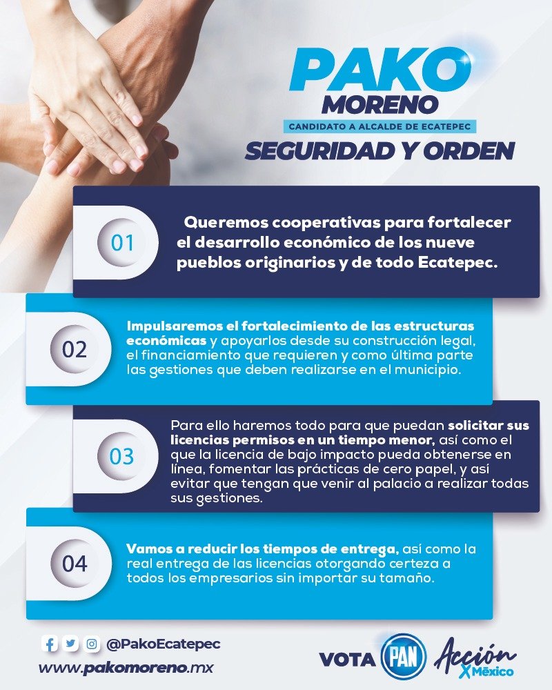 EcatepecPako's tweet photo. Estamos listos para construir círculos virtuosos en materia económica y empoderar a todos los hombres y mujeres que busquen poner o afianzar un negocio en #Ecatepec #PakoMoreno #VotaPAN https://t.co/Wpz7xegyyw