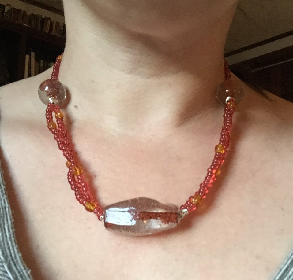 Excited to share this fun piece in my #etsy shop: Cranberry orange Chunk Necklace etsy.me/2Sn99rt  #summerfun #shirecrafter #funaccessories #summerjewelry