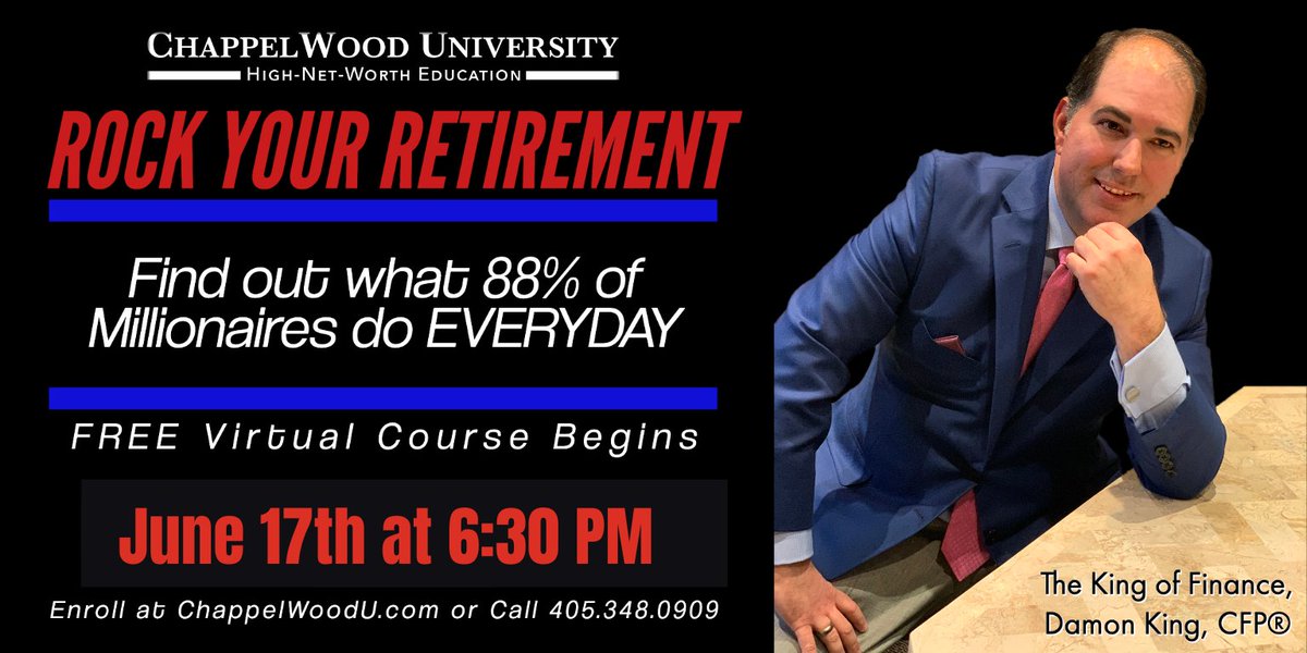 damonmking1's tweet image. Learn what 88% of millionaires are doing every day at the next Rock Your Retirement course!

Enrollment for June 2021 is now open!

bit.ly/3bR1314

#RetirementExpert #RetirementPlanning #InsurancePlanning #EstatePlanning #Medicare #SocialSecurity #RockYourRetirement