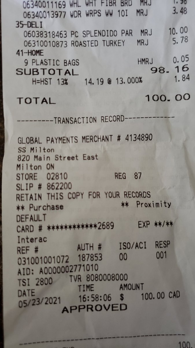 Lushmanfoo's tweet photo. $100 right on the button for groceries. Dont see that too often. #miracles #notamiracle https://t.co/4BWrDCd281