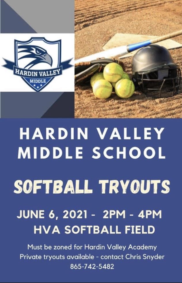 Hardin valley middle school softball tryouts. Spread the word!