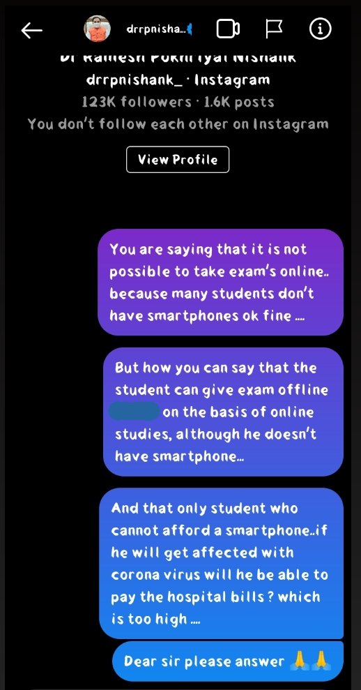 mritunjay_cr7's tweet photo. @DrRPNishank Ispe dhayan dijiye sir .. apki kavita toh chalti rahegi 🙏🙏
#CancelAllBoardExams #CancelExamsSaveStudents #ModijiNoOfflineExams #CANCELALLBOARDEXAMS2021 https://t.co/0J2CRe9gCD