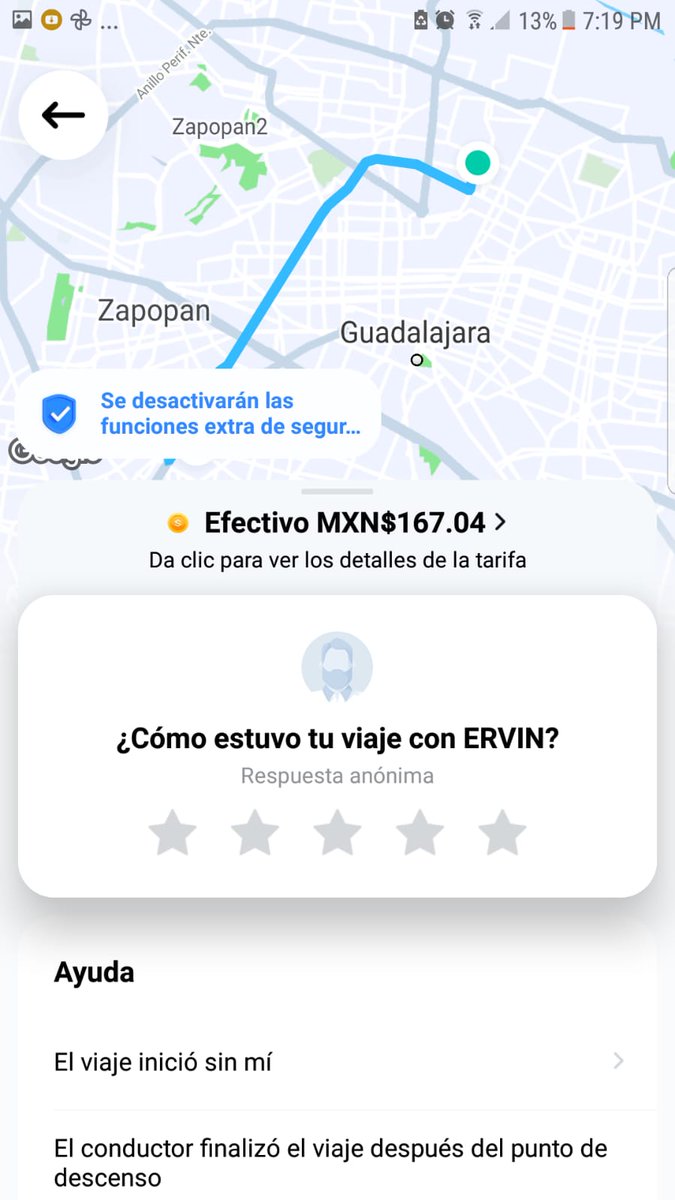 CioStark's tweet photo. Curiosamente la cara del conductor ya no aparece después de hacer mi queja, pero no me dan respuesta de nada.pesimo servicio. https://t.co/e6QccMq56E