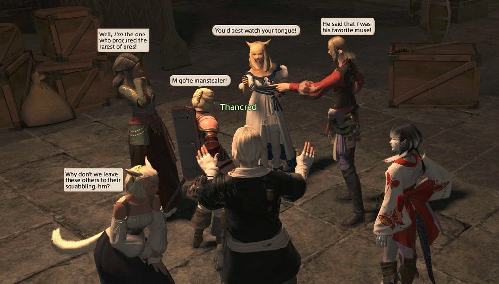 Living in my Head Rent-Free: This scene, but Thancred is Emet-Selch and everyone else is you all.