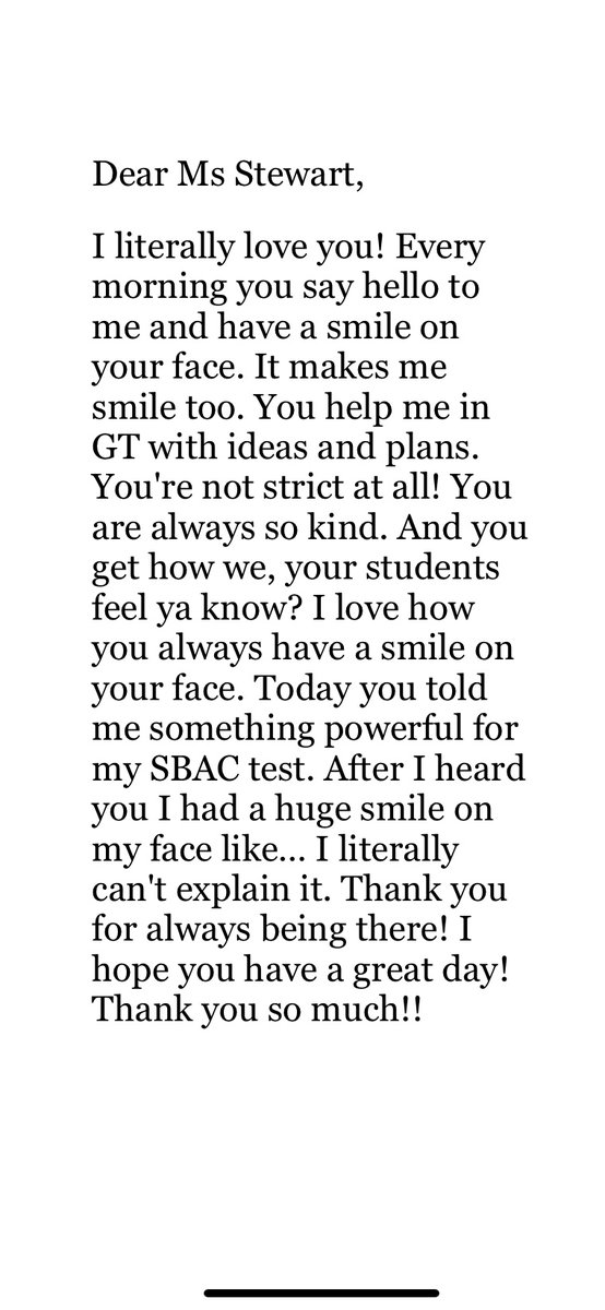 One of my fifth grade students shared a Google doc with me last week, and I was so surprised open it to find this incredibly kind note. It was a great reminder that our kids notice our efforts, even when we think they don’t ❤️