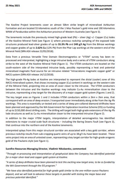 CreativeMurdock's tweet photo. $SRN Surefire Resources Announces Being Kooline Project 100% Major #Copper-#Gold Potential Identified
 
Potential for a large intrusive related #silver-#lead to copper-gold system immediately along strike from the very-high grade #Kooline silver-lead-copper Project. 😎👍🎯 https://t.co/epfPtabvgi