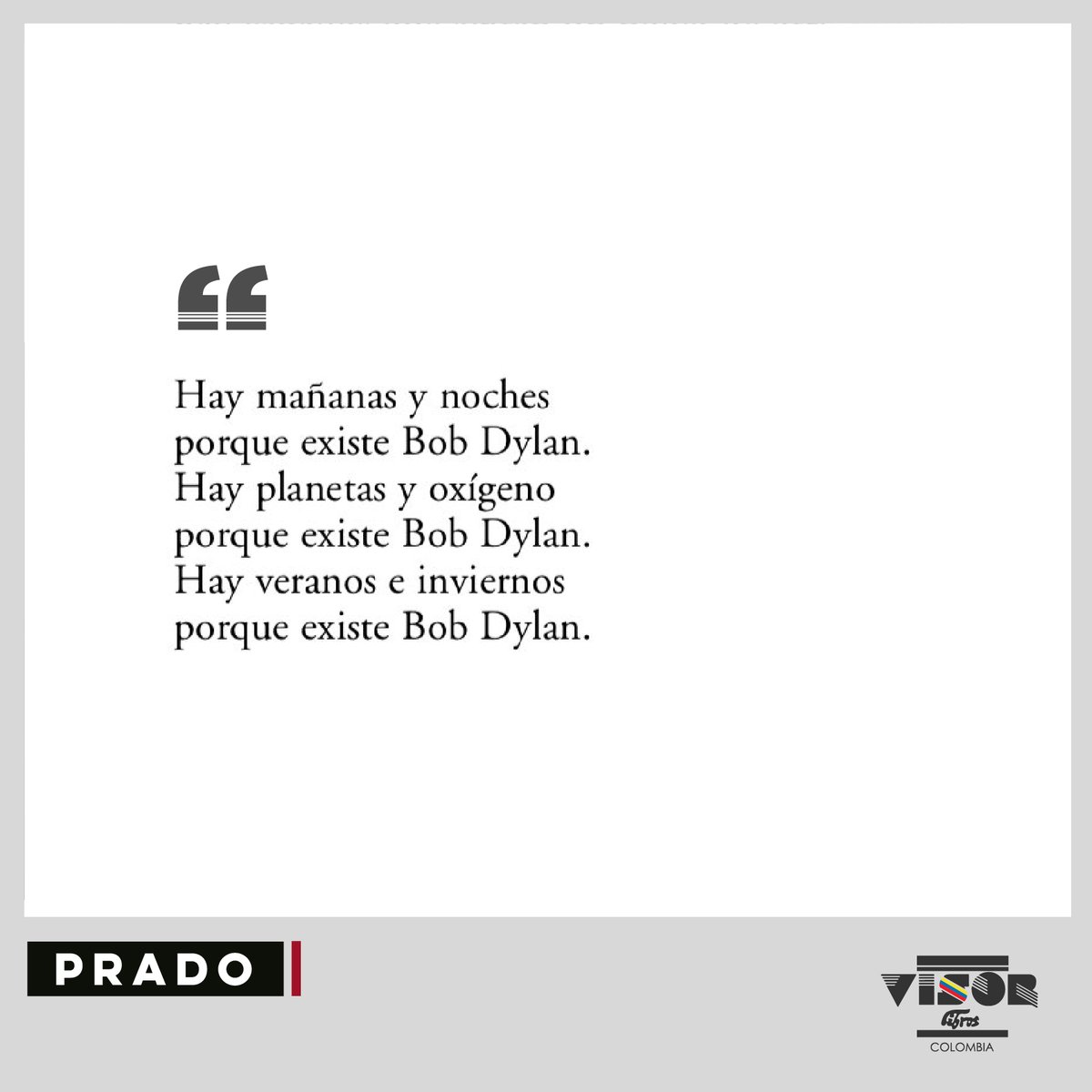 visorlibrosco's tweet photo. Hoy cumple 80 años Bob Dylan y compartimos una parte del poema " Mi vida se llama Bob Dylan" que le dedicó Benjamín Prado en su día.
#PoesíaVisor #PoetasVisor #leevisor #BobDylan #bobdylan80 https://t.co/nXeh329dxP