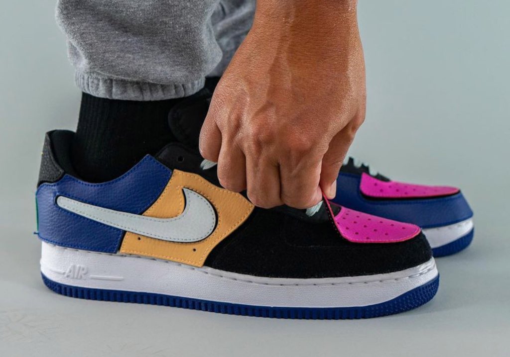 KicksOnFire Twitter: "This Nike Air Force 1/1 comes dressed in a Black velcro base paired up with removable multicolored leather patches done in Pink, Green, Blue, and Yellow. https://t.co/qFjsIQwqIm" / X
