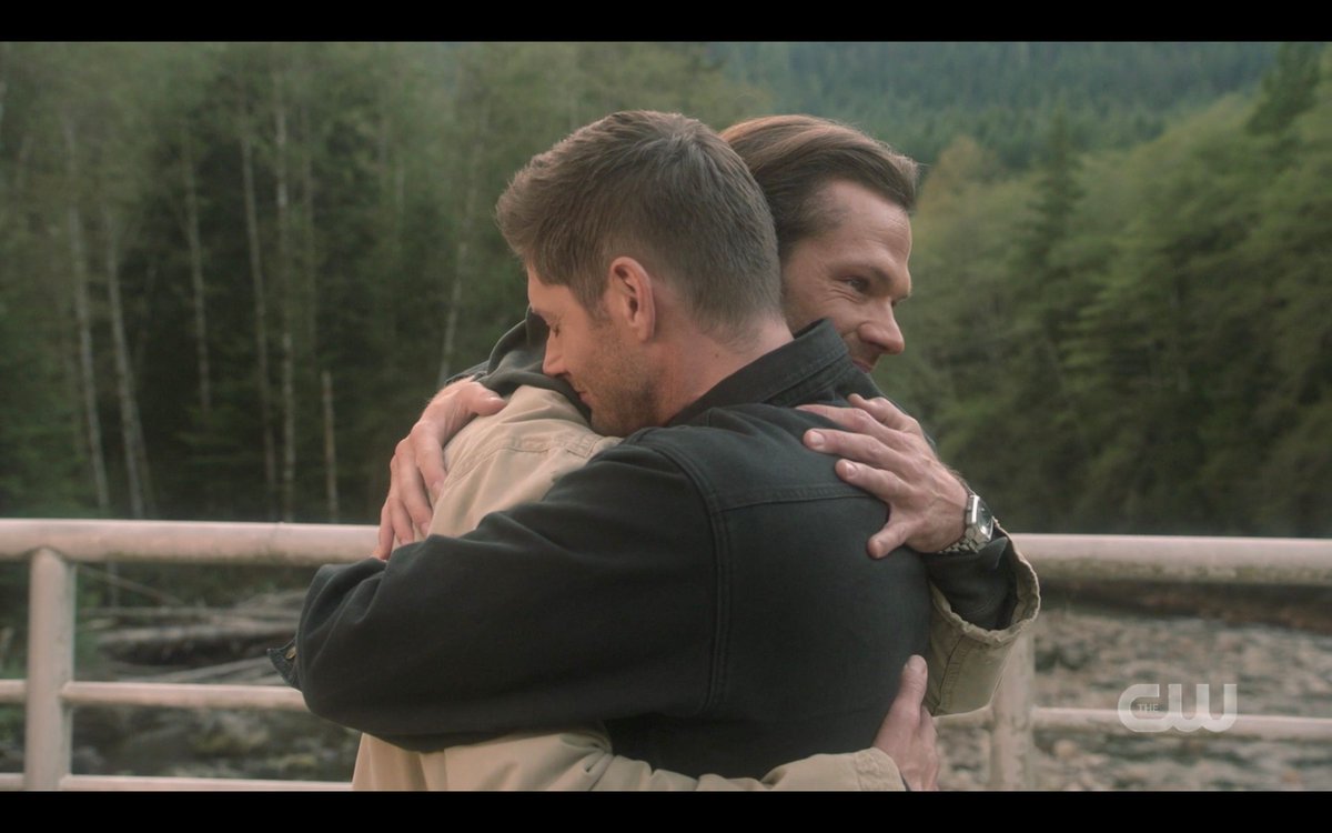 FangasmSPN's tweet photo. It's #NationalBrothersDay, so celebrating my favorite brothers onscreen, Sam and Dean, and the became-brothers-in-real-life men who brought them to life so vividly, @jarpad and @JensenAckles ❤️ (last cap @lemondropsonice) #Supernatural #SPNFamily https://t.co/bb0WsAMCEK