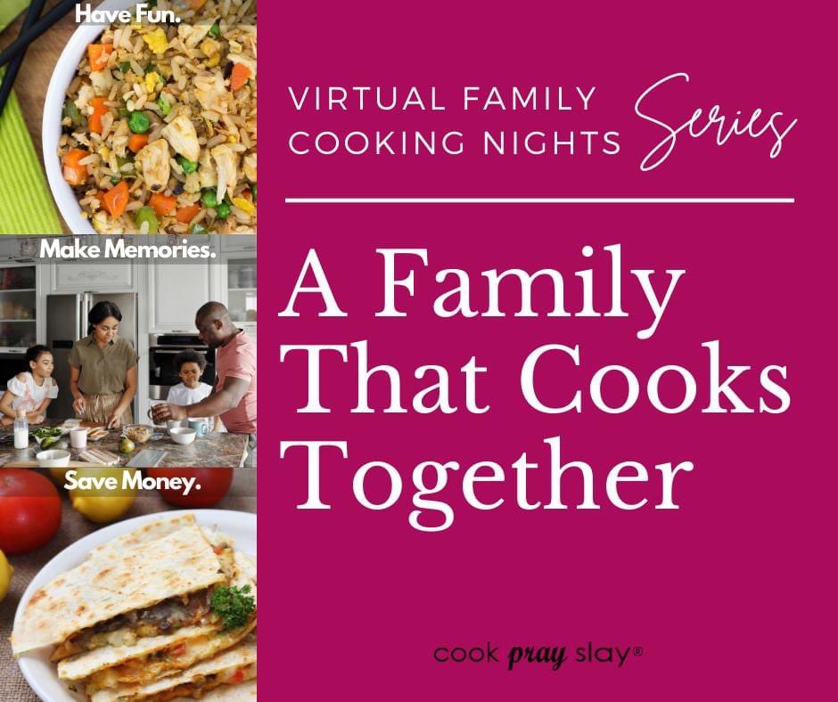 Looking for something to do as a family this summer? Instead of ordering take out, make better-than-takeout dishes on Friday nights with our new series of online cooking classes for families! 
Sign up today!  cookprayslay.com/cooking-classes
#virtualcookingclasses