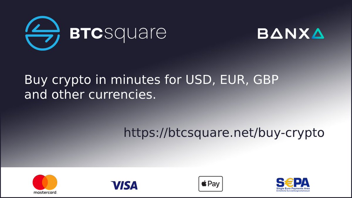 BanxaOfficial's tweet photo. @btcsquarenet making it easy to buy crypto #BTC and #LTC with over 10 currencies available including #USD, #GBP, #EUR
#cryptocurrency #btcsquare #bitcoin #banxapartner https://t.co/pX47IxQ4Tg