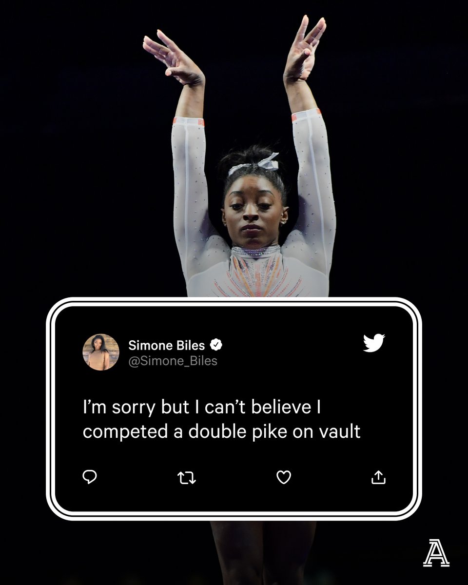TheAthletic's tweet photo. Same, @Simone_Biles, same. https://t.co/XK2C4pll0Z