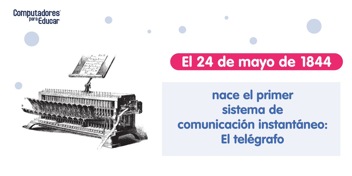 CompuParaEducar's tweet photo. #RetroTIC| Un día como hoy de 1844, Samuel Morse demuestra el telégrafo magnético utilizando para ello el código Morse. El telégrafo es la "primera forma de comunicación instantánea en la historia". https://t.co/XZJjVZmfZA