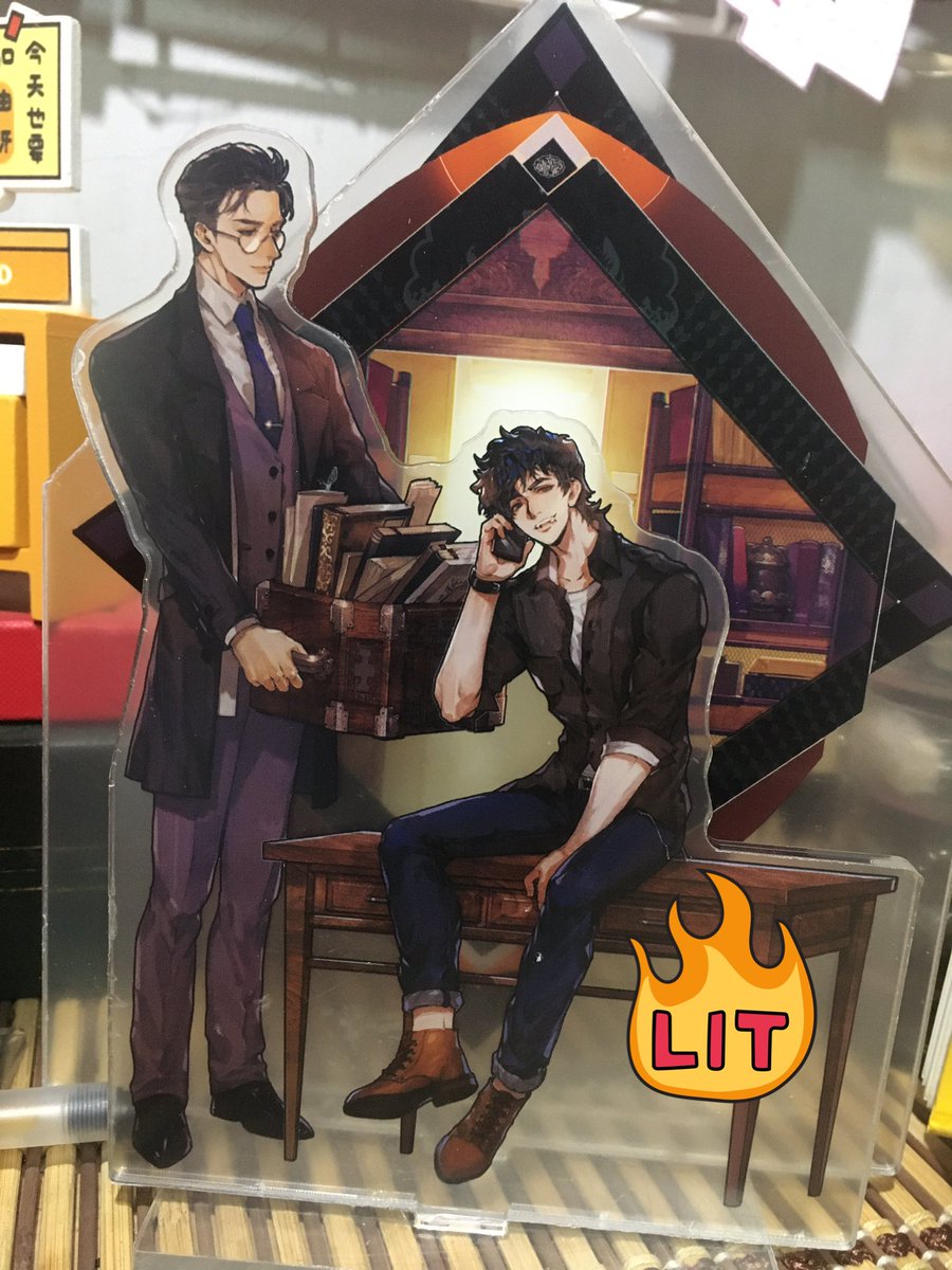 lanwangjis's tweet photo. weilan with mullet zhao yunlan &amp; slicked back hair shen wei official merch has come home!!! https://t.co/gTJ0AjaRF6
