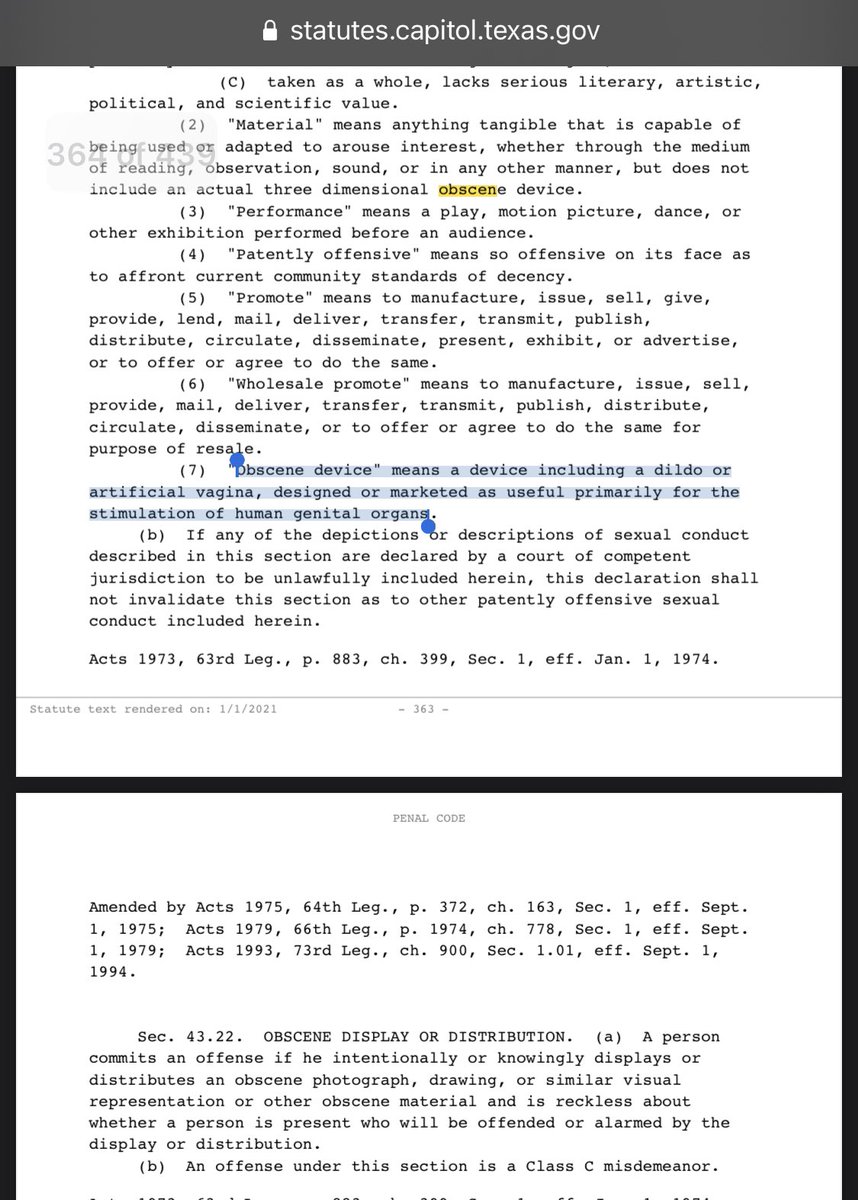 jessicajin_'s tweet photo. It's still against the law to wave a harmless floppy dildo around in public in Texas

because someone may be "offended or alarmed" 😏 https://t.co/NE3np6Td3k