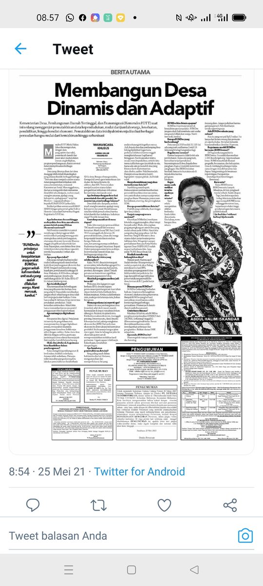 #gusmenteri
<a href="/jokowi/">Joko Widodo</a> 
<a href="/halimiskandarnu/">ABDUL HALIM ISKANDAR</a> 
<a href="/imansyukri/">Iman Sukri</a> 
<a href="/malik_haramain/">malikharamain</a> 
@yusradaridesa 
<a href="/azzameldzikrie/">#SantriIndonesia</a> 
<a href="/tppkemendes/">TPP KEMENDES</a> 
@kemendespdtt 
<a href="/berandadesaID/">#KangenDesa</a> 
<a href="/DirjenPPMD/">Dirjen PPMD</a> 
@KoorprovSumut 
<a href="/LilisRitonga/">Bunga Desa</a> 
<a href="/FahmiJuanda1/">Fahmi Juanda</a>
<a href="/TPPISUMUT/">TPP SUMUT</a>