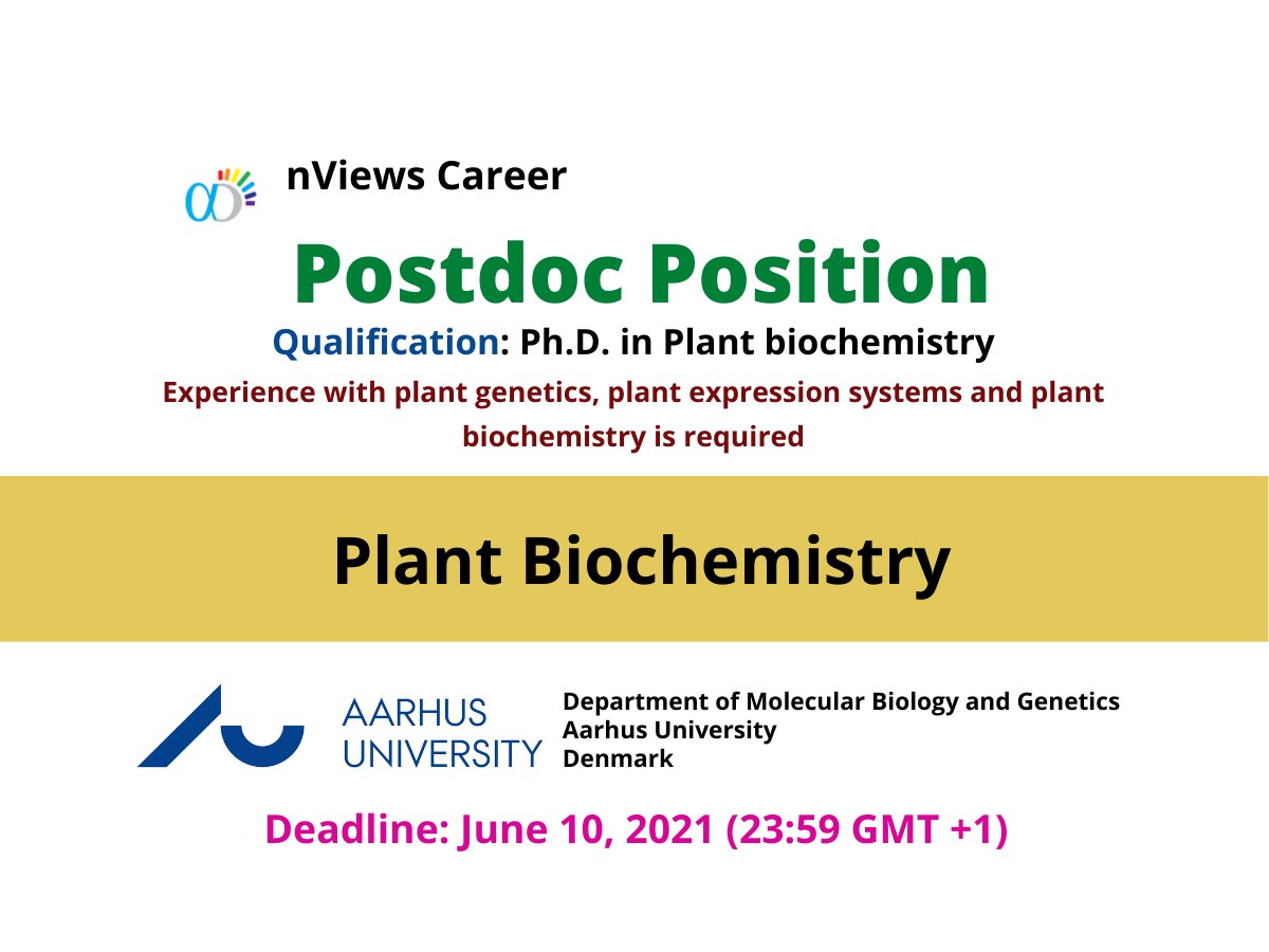 Postdoc Position in Plant Biochemistry, Plant Genetics – Denmark
career.thenviews.com/postdoc-positi…

#postdoc #postdocposition #denmark #aarhus #plantbiochemistry #plantgenetics #molecularbiology #genetics #postdocjob