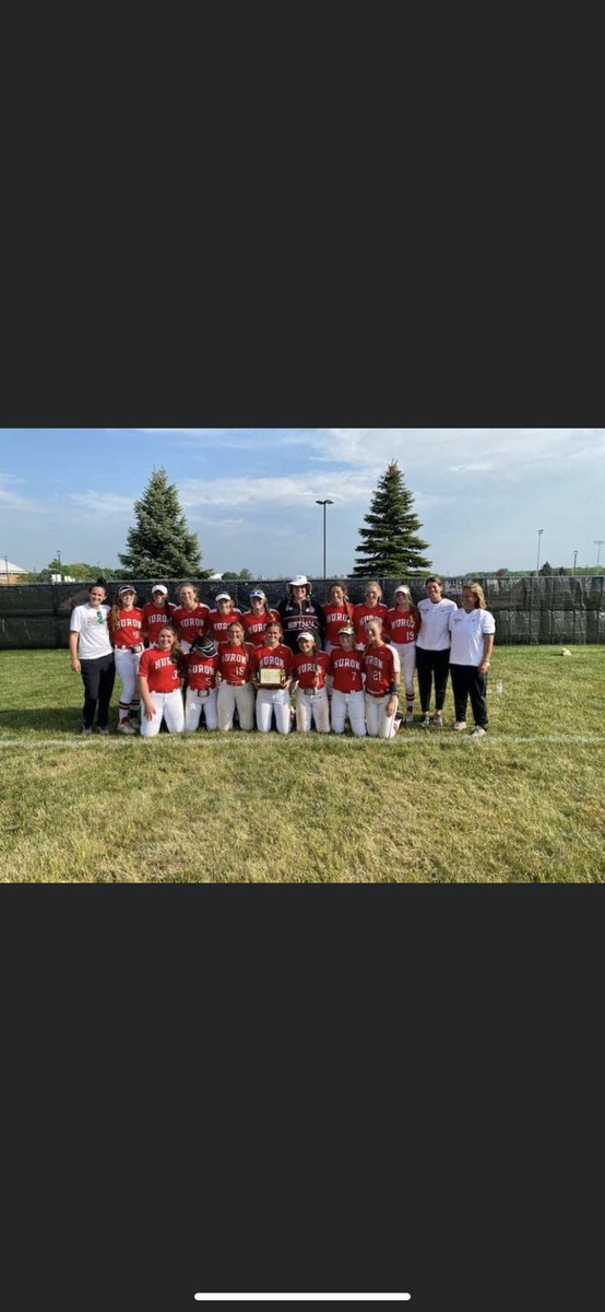 briscott05's tweet photo. league champs for the first time in huron history❤️🤍 https://t.co/wpeHn36s0o