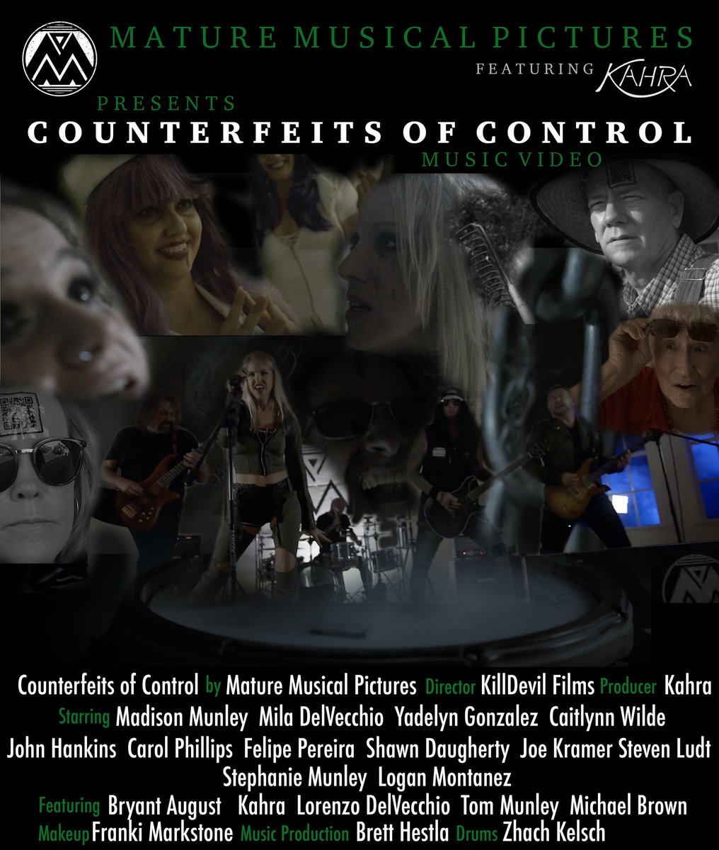 kahramusic's tweet photo. New music video for Counterfeits of Control with @MatureMusicPics drops tomorrow at 7pm on their YouTube channel. Here's the #musicvideoposter #newmv  #counterfeitsofcontrolmv #bestnewmusicvideos #killdevilfilms https://t.co/i0bGesyQer