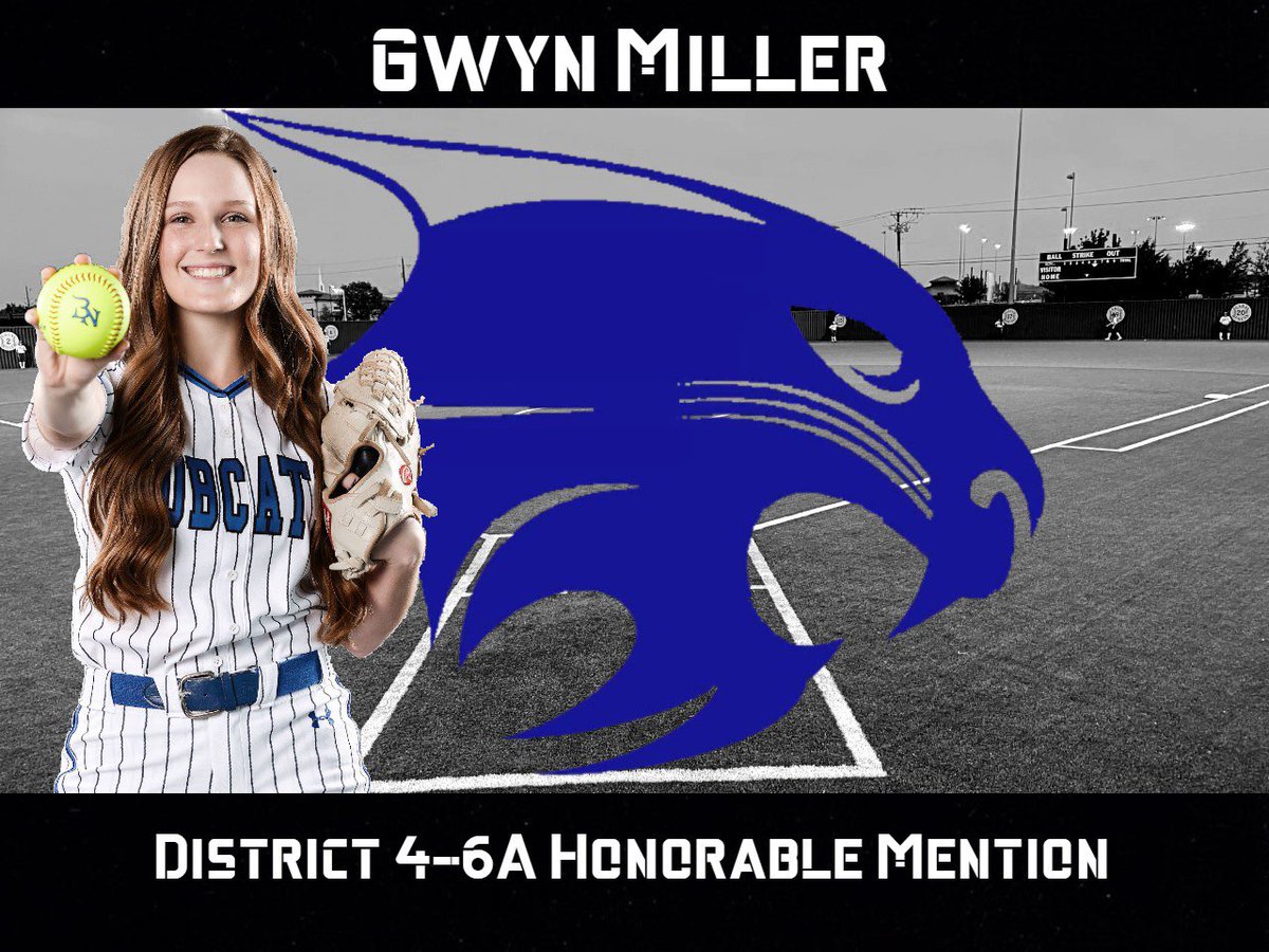 BNHS_Softball's tweet photo. Congratulations to @brookeegreerr and @gwynethmiller42 for being named to the District 4-6A Honorable Mention All-District Team! https://t.co/6LNPFPMY3o