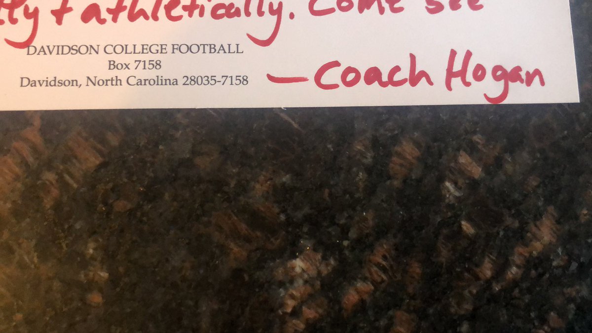 kaiburg9's tweet photo. Thank you for the handwritten letter @Coach_Hogs ! Had a great time at the @DavidsonFB virtual visit tonight and learned a lot about the program. Super excited to continue to connect with the coaches and learn more about Davidson football! https://t.co/j8PZaOXRRU