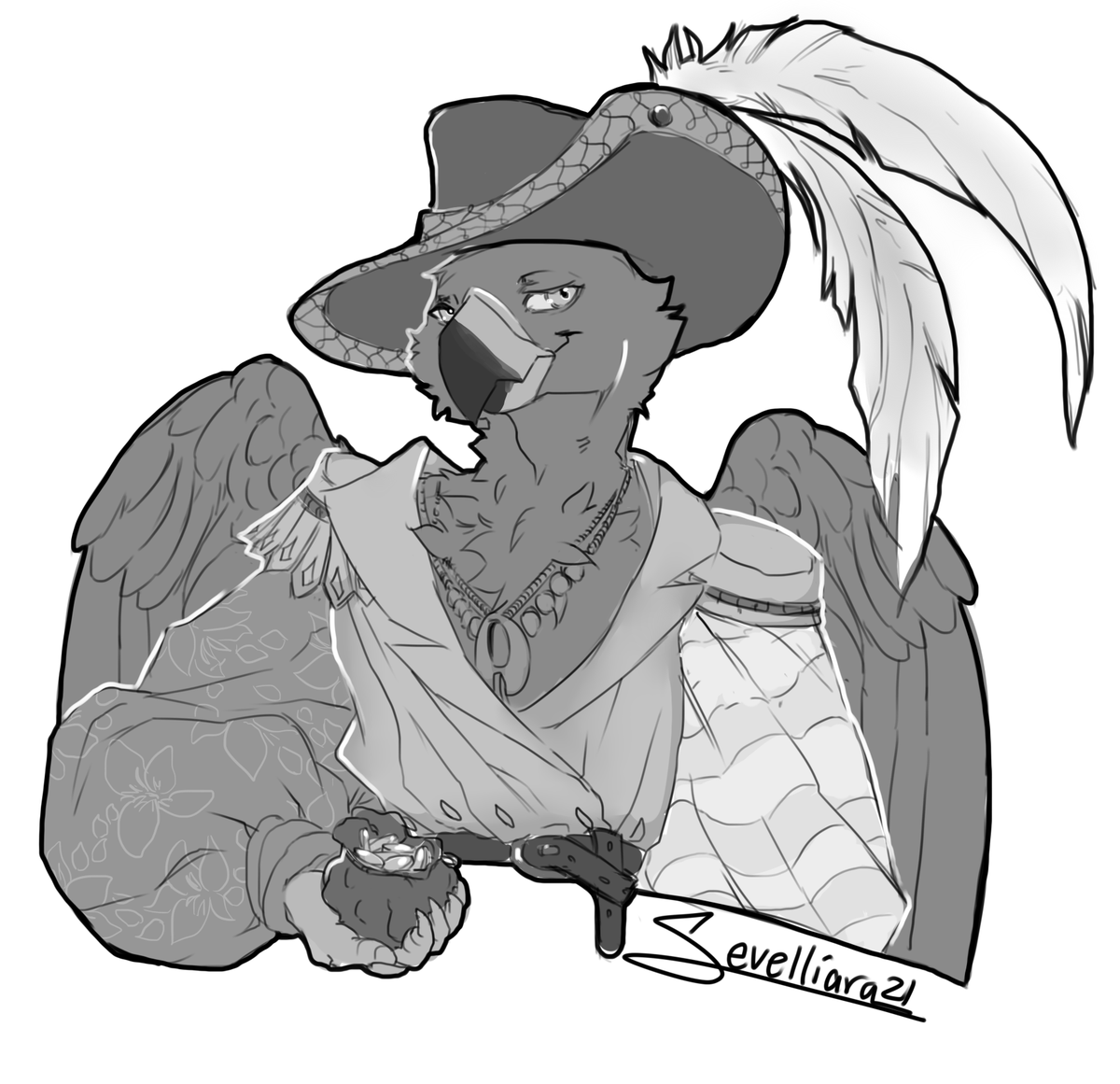 sevelliara's tweet photo. This birb tho. Commission for Lorenzo on Discord! #dnd #dndart #doodle #sketch #furry https://t.co/3MeJJKM4uy