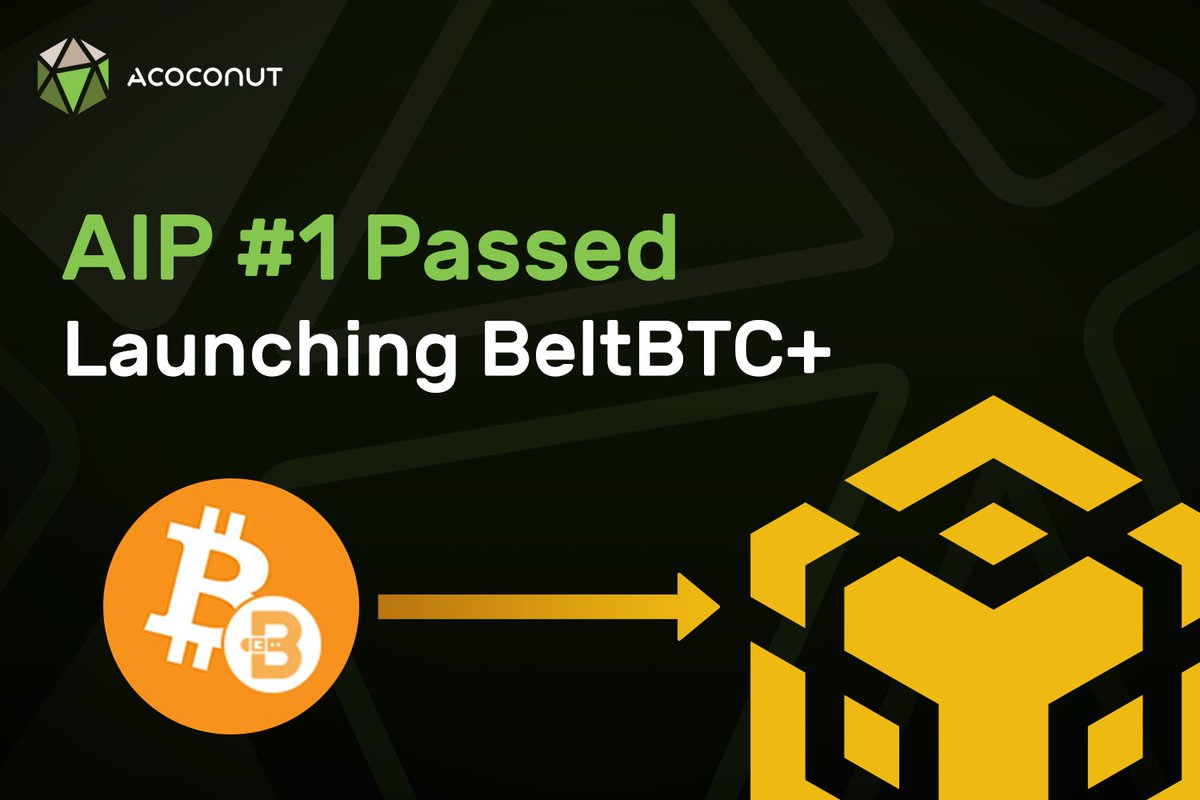 ACoconutDAO's tweet photo. 📢AIP #1 has successfully passed with a 96.45% passing rate! 

✨BeltBTC+ is now live on #ACoconut on #BSC 

🍭Enjoy up to 7.2% #RealAPY paid out in #BTC with BeltBTC+ @belt_finance 

👇You asked, we delivered https://t.co/L4Z0pwZiL2

$AC #FrictionlessLiquidity https://t.co/5hj9g7xIoA