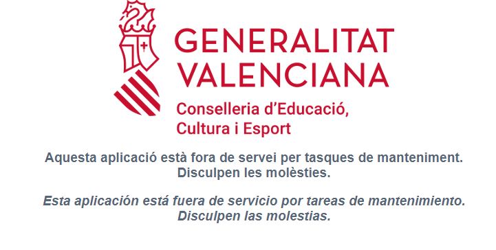 camacor's tweet photo. @GVAeducacio @generalitat @VicentMarza @miguelsolerg Intento acceder al proceso de admisión que se ha abierto ahora las 9h y me dice que la aplicación está fuera de servicio😳 https://t.co/Ui1ZRJu4uI