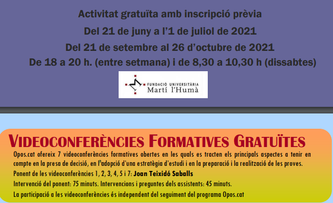 cat_opos's tweet photo. Inscriut-e a les videoconferències formatives gratuïtes d'https://t.co/XgEXwtXgmx, trobaràs tota la informació a https://t.co/ROxqx6uyXL 
#80%aprovats 💪💪#jovullserprofe #oposicions #secundaria #oposicionssecundaria  @FUMHlg https://t.co/Yq75w8N3Ip