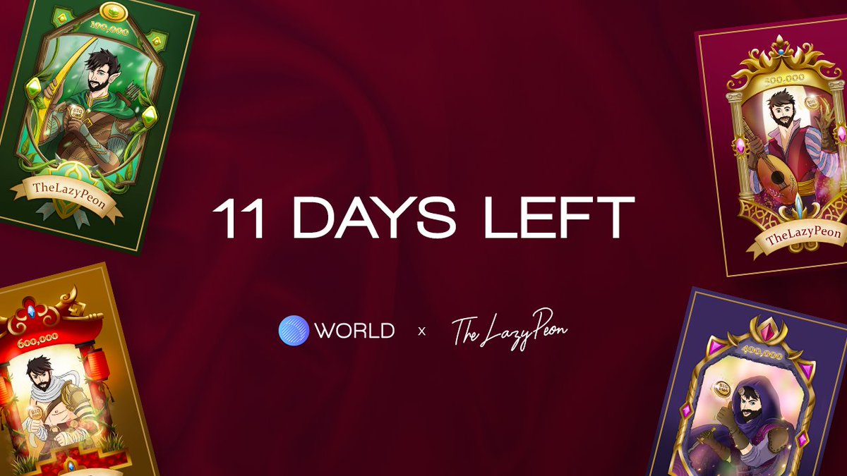 worldtoken_'s tweet image. 11 DAYS LEFT until our exclusive $WORLD x @The_Lazy_Peon NFT drop 🌍

Give this tweet an RT if you&apos;re excited! 

#NFTs #nftcollector #nftart