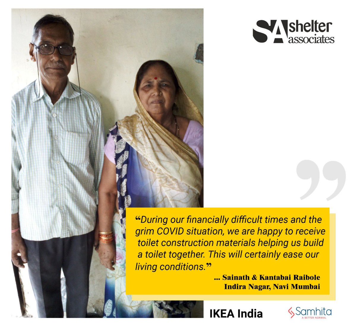 ShelterAssts's tweet photo. Beneficiary of the #OneHomeOneToilet initiative feeling ecstatic on getting a toilet at home. The elderly couple feels much relief during their old age and the prevailing pandemic situation. #SelfHygiene #SafeSanitation #COVID19 #UrbanWASHTurbhe #togetherwithkindness #UrbanPoor https://t.co/JAREbsjr8M