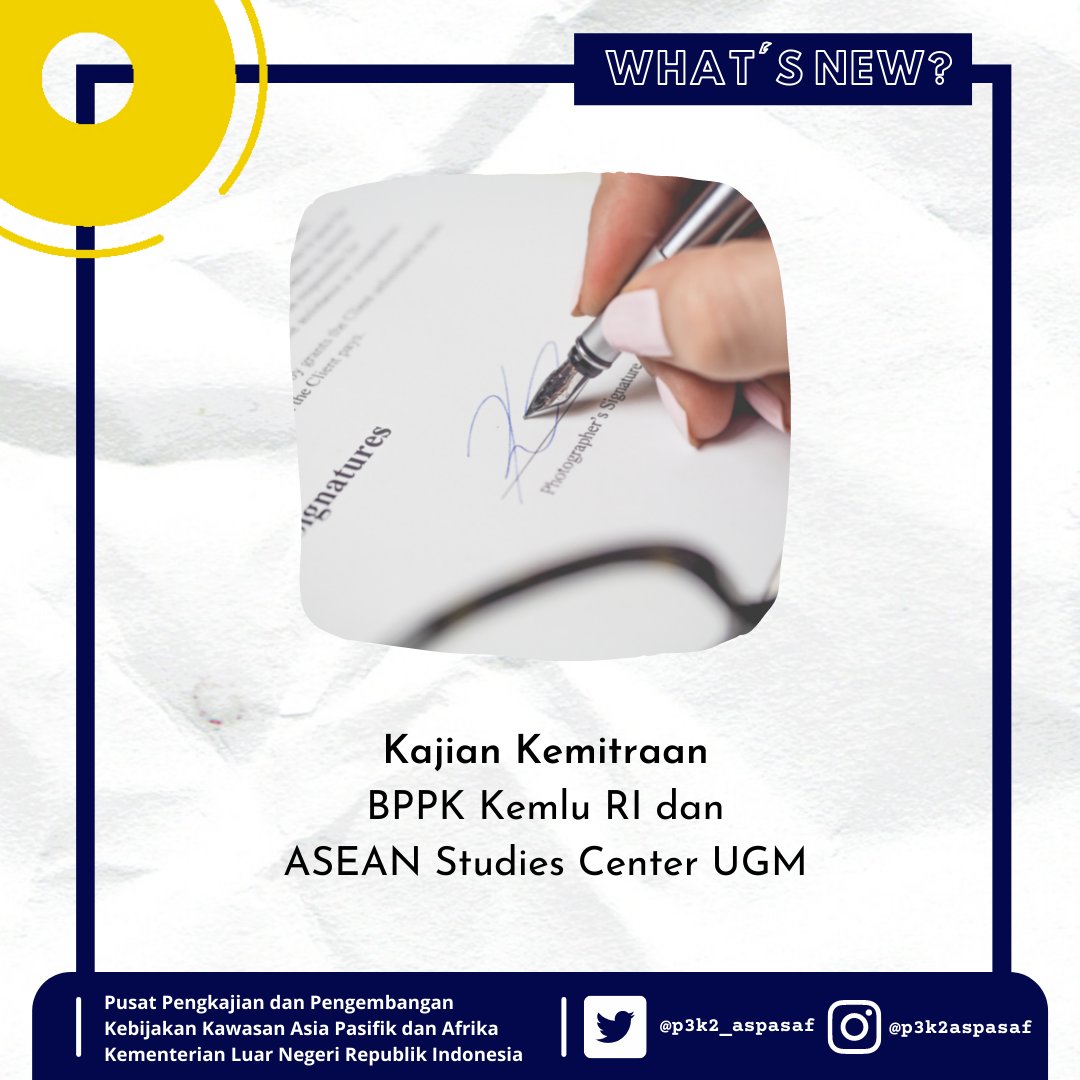 pusataspasaf's tweet photo. D.I. Yogyakarta pada tanggal 8 April 2021. Diharapkan kerja sama kajian ini dapat menghasilkan output yang mampu memperkuat agenda diplomasi Indonesia.

#p3k2aspasaf #bppk #kajiankemitraan #ascugm #asean (4/4) https://t.co/kBdnNIDTvj