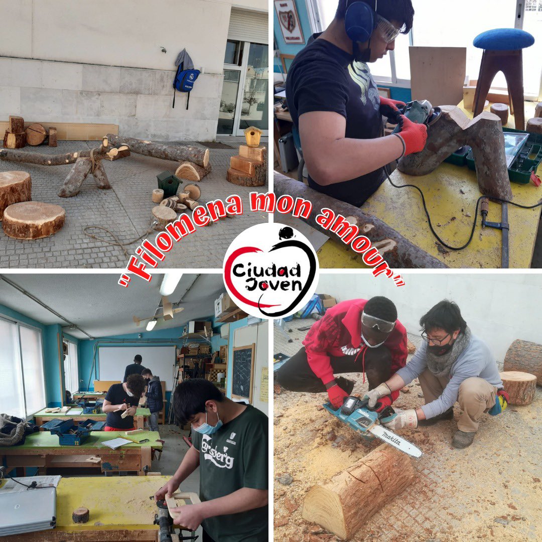 CiudadJoven's tweet photo. 📣Los chicos del taller de carpintería recogieron el arbolado caído en Vallecas y fabricaron juegos de patio y material educativo para Escuelas Infantiles. Han quedado finalistas del Concurso de Buenas Prácticas de @profemadera ‼️ Vota por su proyecto  👉🏽 https://t.co/DGYLQyC6n2 https://t.co/XedD2in3vd