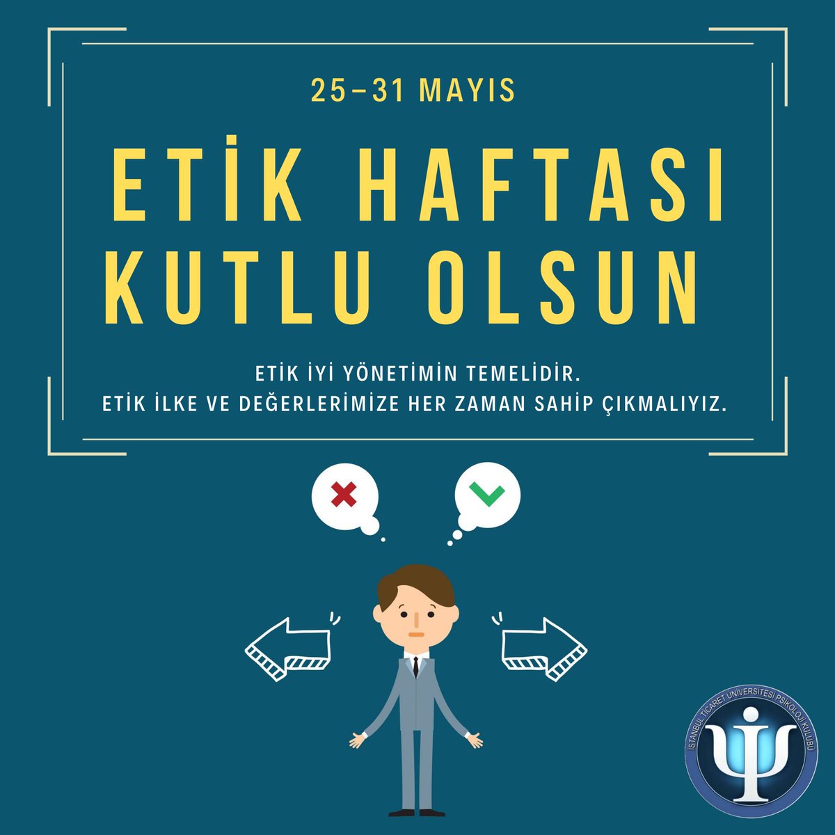 Etik iş hayatında, özel yaşantımızda kısaca her alanda hangi eylemin yapılması gerektiğini, hangisinin iyi olduğunu hangisinin kötü olduğunu insan ilişkilerini baz alarak değerlendiren ahlak felsefesidir.
#etikhaftası #etik #ethic #psikoloji #psychology #TicaretPsi