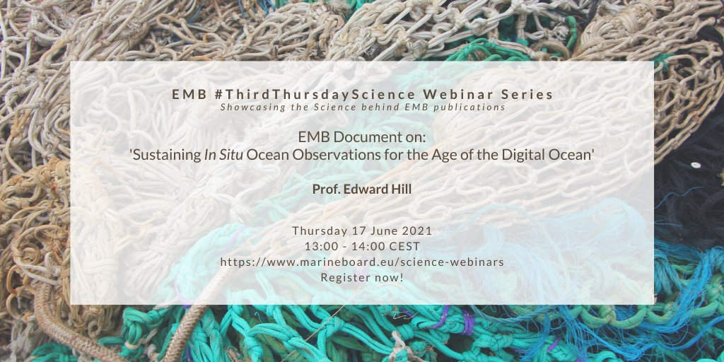 EMarineBoard's tweet photo. Our next #ThirdThursdayScience webinar on 17 June will feature Ed Hill from @NOCnews discussing the science behind our upcoming policy brief on sustaining in situ #OceanObs for the age of the digital #Ocean. You can find out more and register here: https://t.co/6vwQVJjSgZ https://t.co/yL0O6WnJ7v