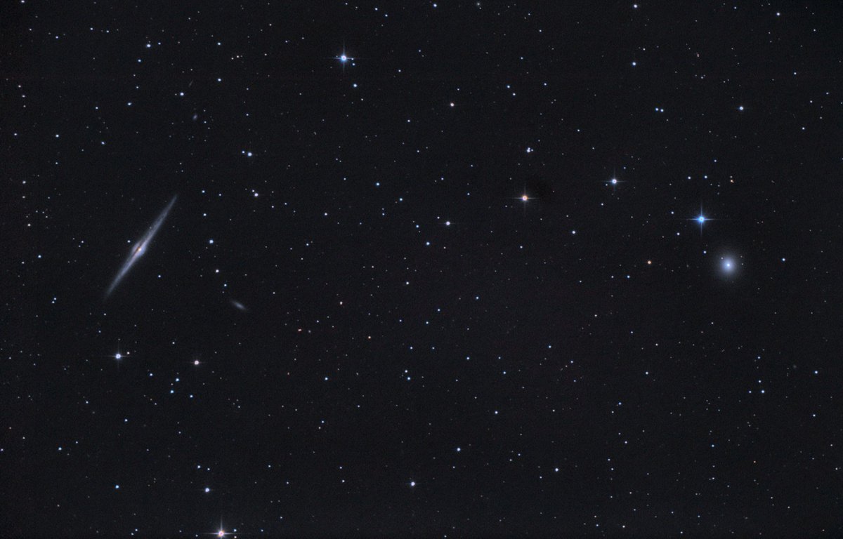 Galaxia de la aguja, NGC 4565, desde Córdoba. A la derecha se aprecia la galaxia elíptica NGC 4494.
📍 Hornachuelos (Córdoba)
🔭 Skywatcher 150/750
🔭 Eq6-r pro
🌌16 tomas de 300"
📷Canon 1100D modificada
💻Apilado y procesado Pixinsight.
#astrofotografia