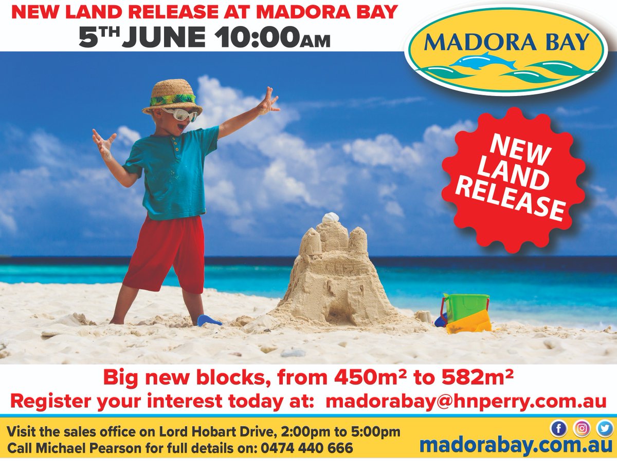 Madora_Bay's tweet photo. Big new blocks from 450m2 to 582m2 
Don't Miss out, 5th June 10:00am 
Register your interest today at: https://t.co/2rPz2q7GwV https://t.co/OfnC91FtyT