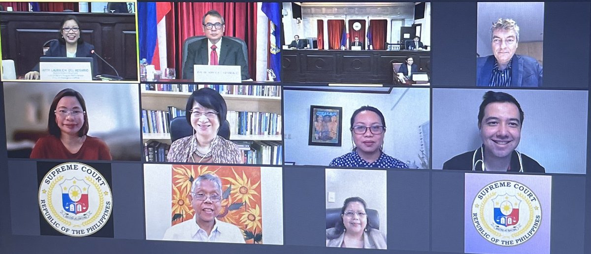 SCPh_PIO's tweet photo. CJ Alexander Gesmundo welcomes the leaders of the Justice Sector Reform Program: Governance in Justice (GOJUST) II, led by Christian Eldon (British Council) and Joy J. Balane (United Nations Office for Project Services) in a virtual courtesy call held earlier today. https://t.co/3UQW2CQcFi