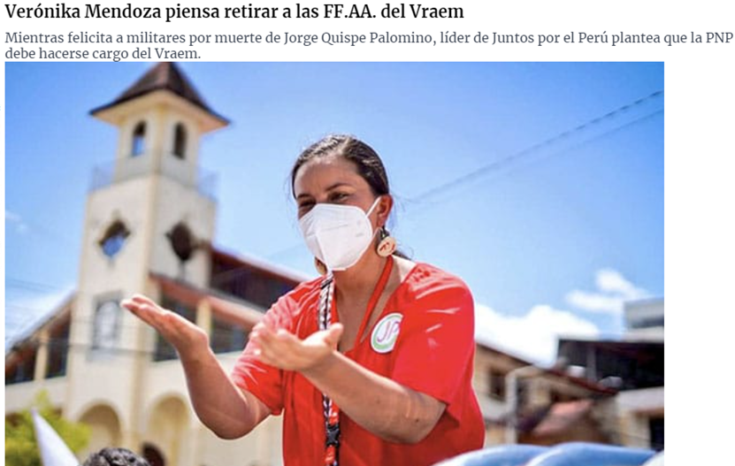 drcesardip's tweet photo. Recuerden quién era la que pensaba desmilitarizar el VRAEM. 
Hoy es "garante" del pro senderista .@PedroCastilloTe . https://t.co/wd6VCo46Mj
