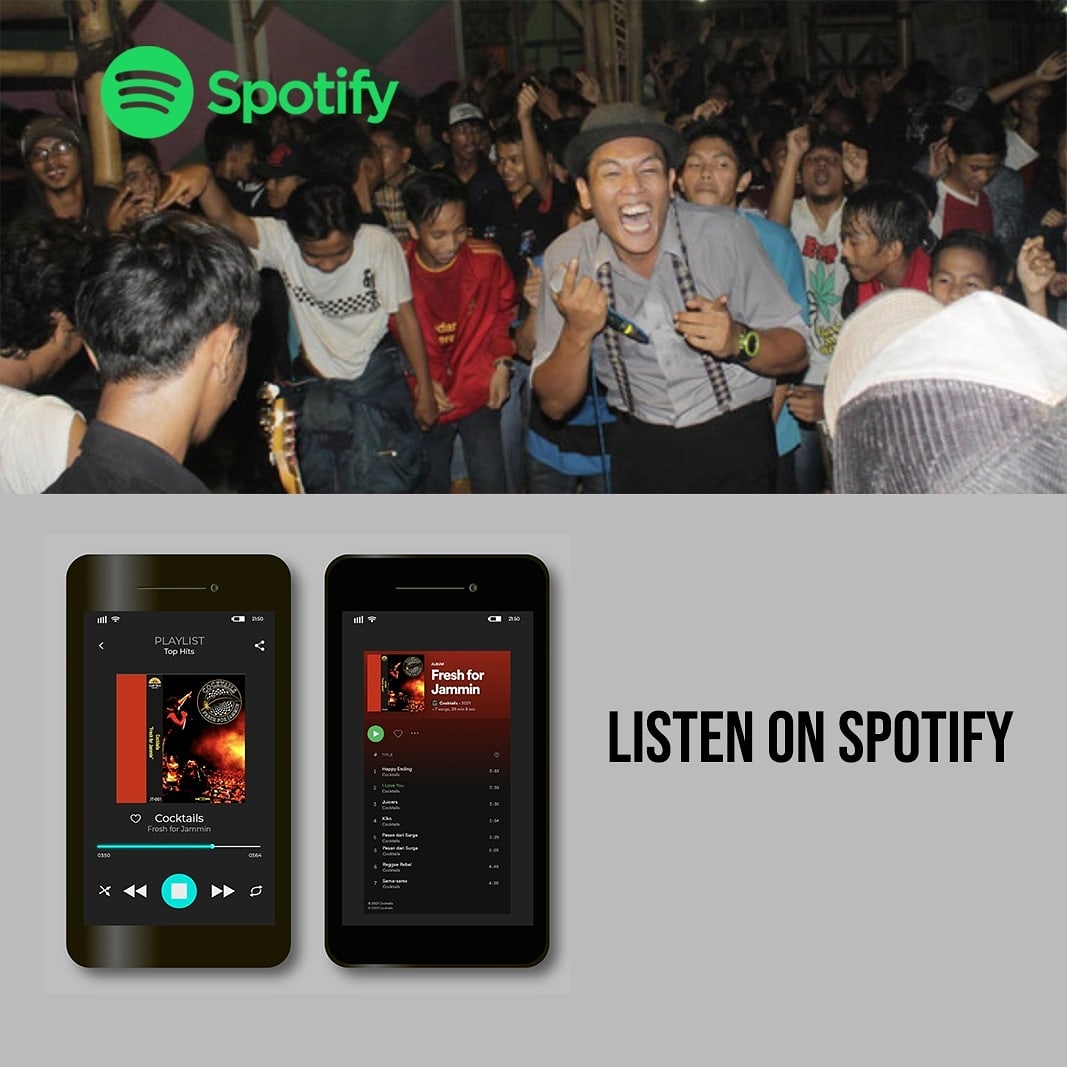 Karena saya, rindu sukaria...katakan pada mereka, bahwa debut album Cocktails "Fresh for Jammin" telah tersedia di <a href="/spotify/">Spotify</a>

#cocktailsjammin 
#freshforjammin 
#bogorska 
#bogorreggae 
#bogorjamaicanmusiccommunity 
#sahanukeren
#siapayangkeren
#jamaicanmusic