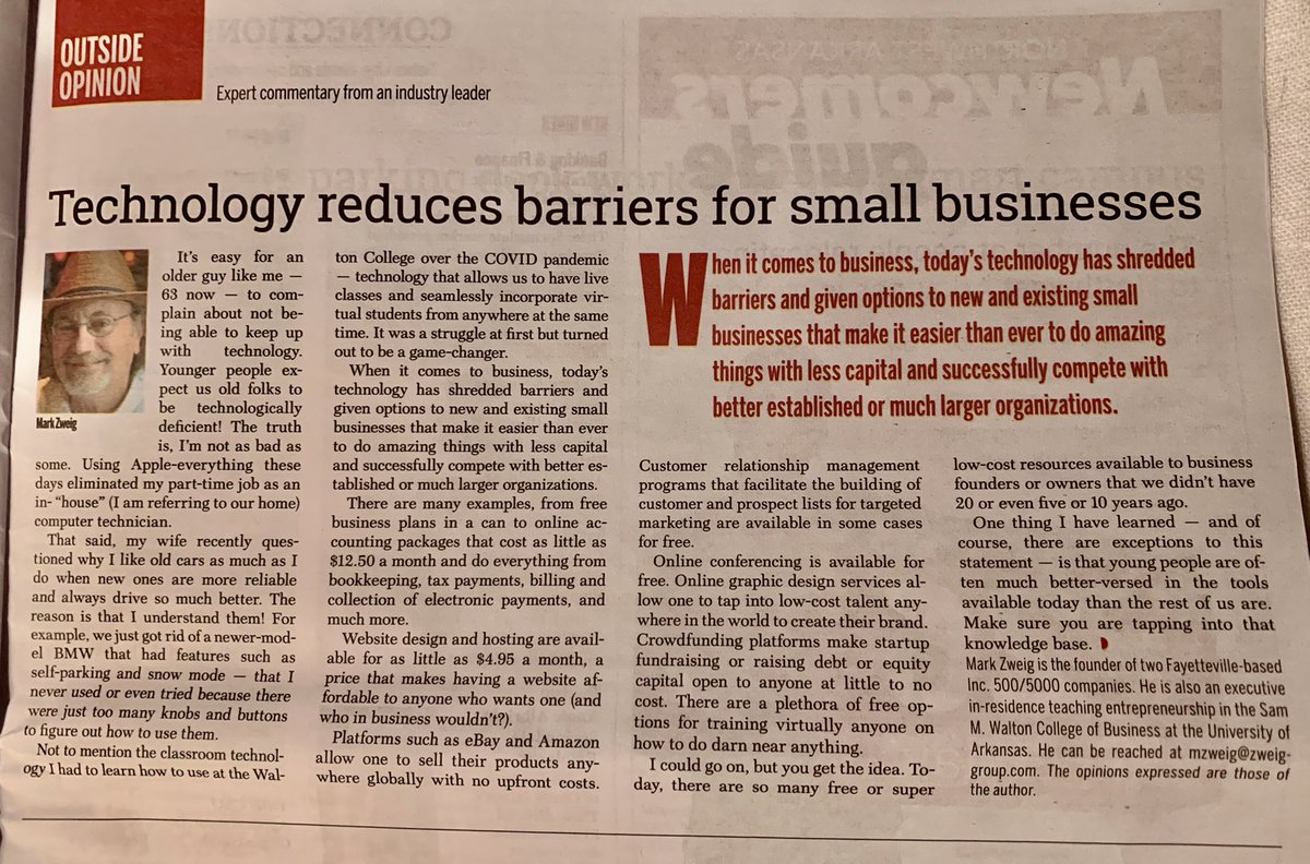 MarkZweig's tweet image. From this week’s issue of the Northwest Arkansas Business Journal. 

#smallbusiness
#smallbusinesstechnology