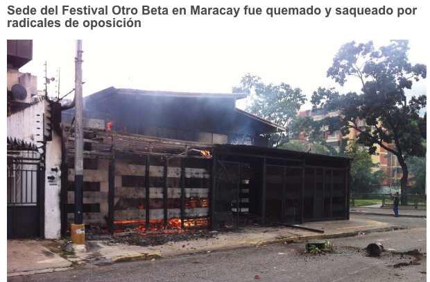 En un mes (24 d junio), se cumplen 4AÑOS del ataque y quema del Centro Cultural Otro Beta ubicado en Av Las Delicias Maracay. 4AÑOS y ahí siguen las ruinas q dejó las guarimbas del 2017. El Presidente <a href="/NicolasMaduro/">Nicolás Maduro</a> ordenó apoyarnos para la recuperación. #ElPuebloEsSabioYPaciente