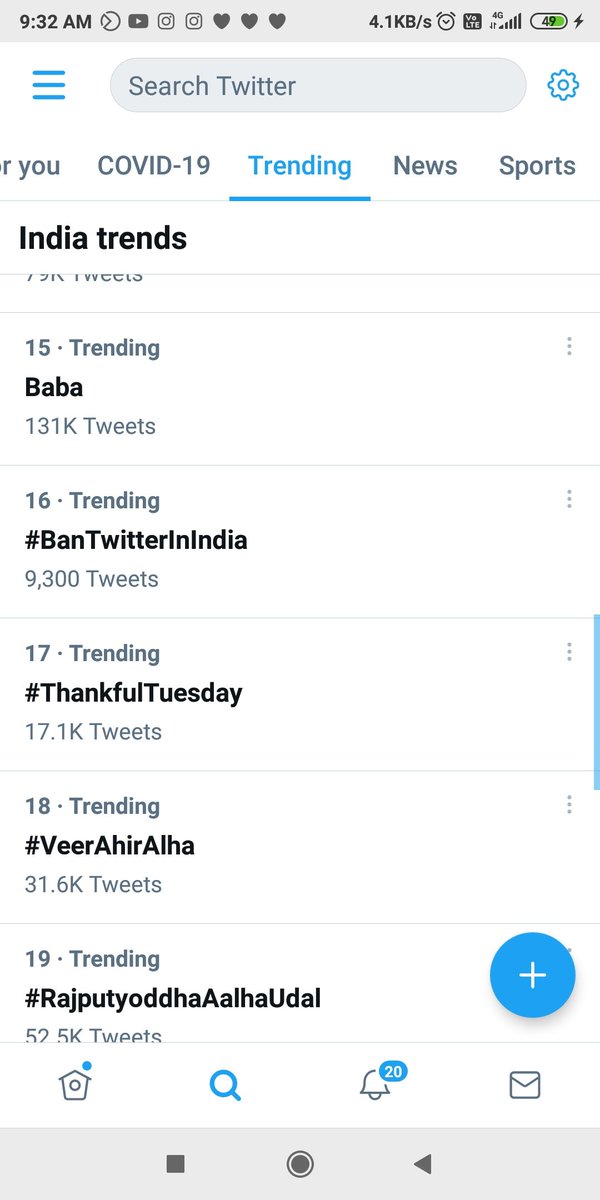 YdvkulSanskriti's tweet photo. #VeerAhirAlha #वीर_अहिर_आल्हा
Gear up your speed warriors,
Make it top trend
Right now we are trending on no. 18✅
31.6k tweets complete ✅
👇👇👇👇👇
Retweet if you agree
#VeerAhirAlha #वीर_अहिर_आल्हा https://t.co/pDU4gMfsvV