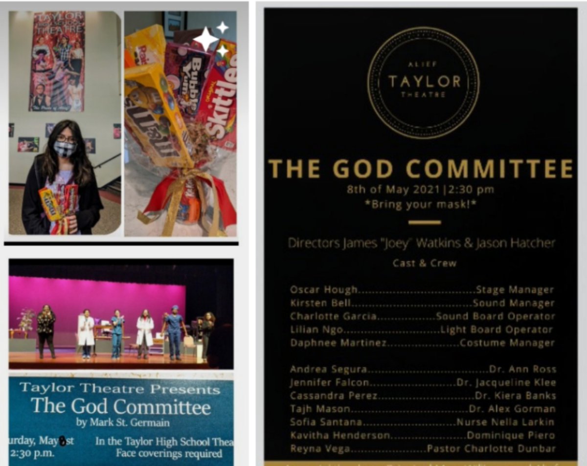 DSantana (@dsantana2018) on Twitter photo Great to see a LIVE performance after over a year! <a href="/AliefTHStheatre/">Alief Taylor Theatre</a> <a href="/ATaylorHS/">Alief Taylor High School</a> <a href="/KennedyCougs/">Kennedy Elementary</a> <a href="/AliefProud/">Alief Proud</a> proud parent of Sofia & an amazing cast, crew, directors :
Watkins & Hatcher, admin, friends & family who work so hard to make this possible! BRAVO! Great to see a LIVE performance after over a year! <a href="/AliefTHStheatre/">Alief Taylor Theatre</a> <a href="/ATaylorHS/">Alief Taylor High School</a> <a href="/KennedyCougs/">Kennedy Elementary</a> <a href="/AliefProud/">Alief Proud</a> proud parent of Sofia & an amazing cast, crew, directors :
Watkins & Hatcher, admin, friends & family who work so hard to make this possible! BRAVO!