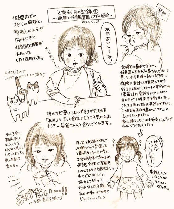 2歳6ヶ月の記録。字が細かい。 