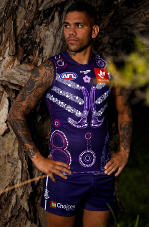 ICYMI | 

<a href="/DJHeadland1/">Des Headland</a> joined <a href="/TimGossage/">Tim Gossage 🤓</a> on #SportingGoss to chat about the <a href="/freodockers/">Fremantle Dockers</a> indigenous jersey. Des helped design it with Mikayla Morrison and artist Kevin Bynder.

Listen here: player.whooshkaa.com/episode?id=832… 

#AFL #foreverfreo #KalyakoorlWalyallup