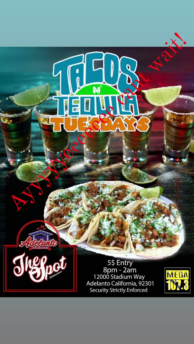 BreakOut_HD's tweet photo. Tuesday June 1st  join me, Fred Eli west  &amp; #BlueFlameMega  for our first #tacosandtequila Tuesday in Adelanto... $5 to get In... Let's enjoy a Great Atmosphere, Music,Drinks, Positive Vibes and Good Food..  #dabreakoutshow #breakoutshow  #community #support  #adelanto  #June1st https://t.co/5GYS6vmjAN