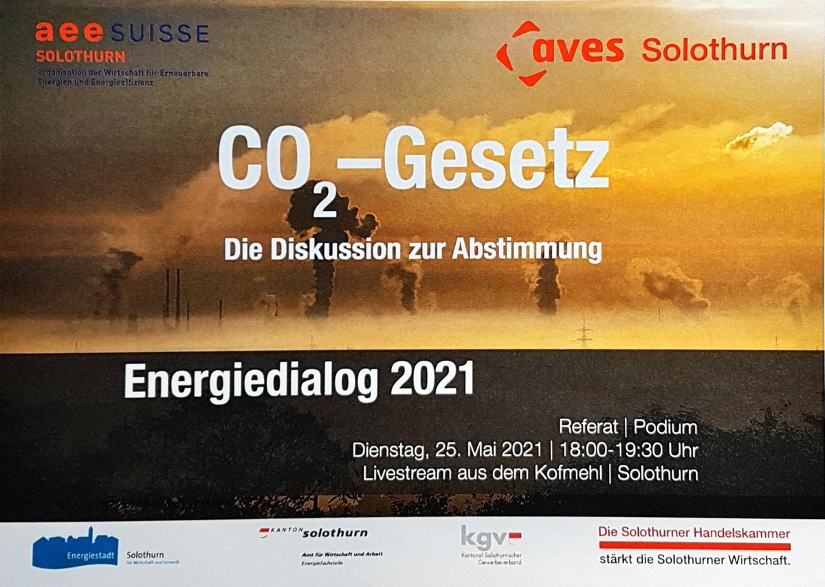 Heute Abend findet online ein spannender Dialog zwischen Befürwortern und Gegnern des CO2-Gesetzes statt. Der Anlass ist öffentlich und interaktiv, das heisst man soll und darf Fragen stellen: aves-so.ch/energiedialog2…